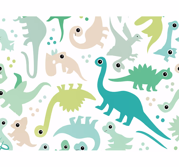 Papel tapiz infantil dinosaurios coloridos sencillos - TenVinilo