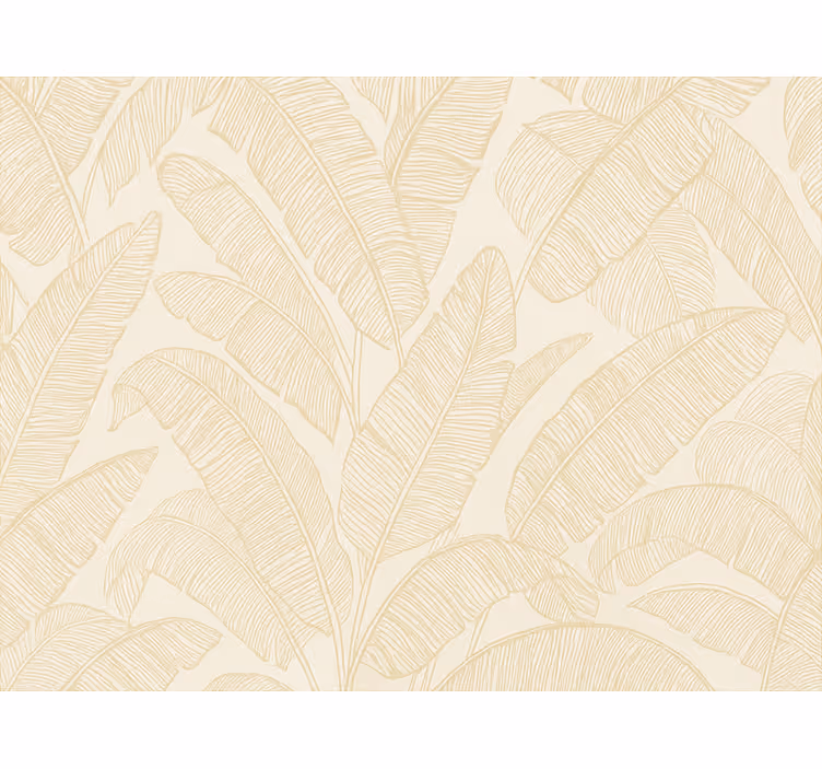 Papel tapiz para sala patrón de hojas de plátano beige - TenVinilo