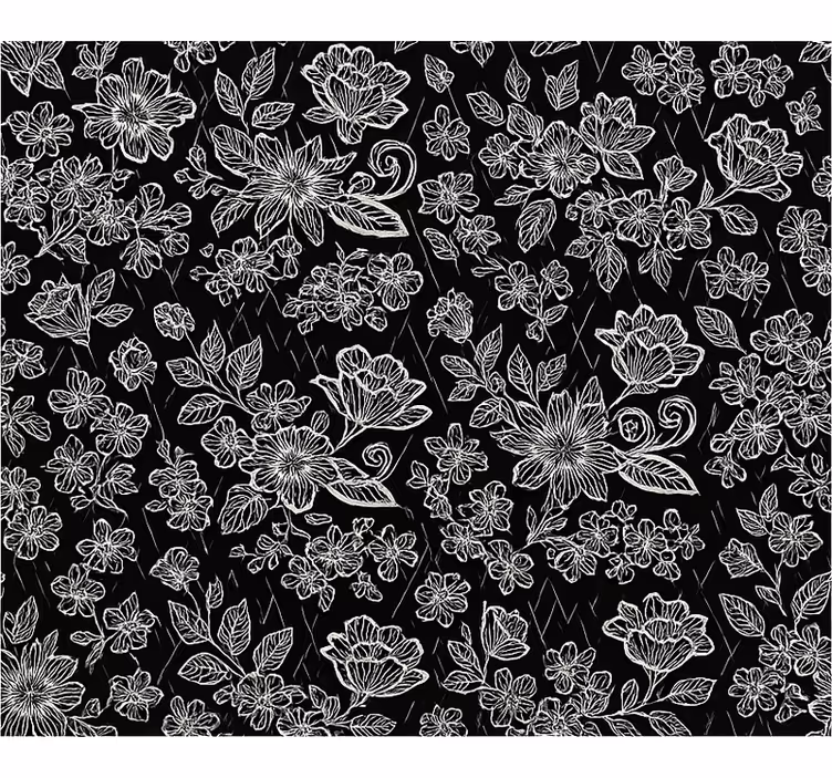 Papel tapiz recámara matrimonial diseño floral oscuro - TenVinilo