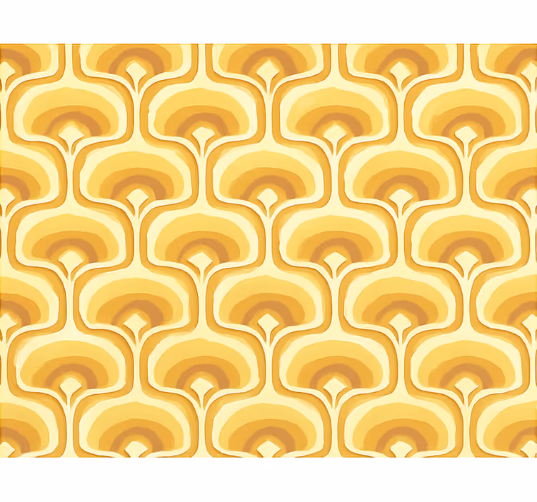 Papel tapiz para sala patrón retro amarillo - TenVinilo
