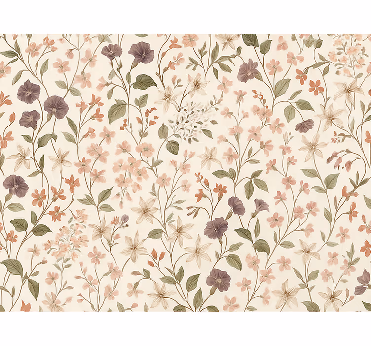 Papel tapiz recámara matrimonial diseño de flores rosas - TenVinilo