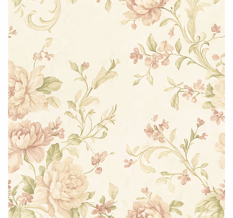 Papel tapiz recámara matrimonial flores vintage rosa claro - TenVinilo