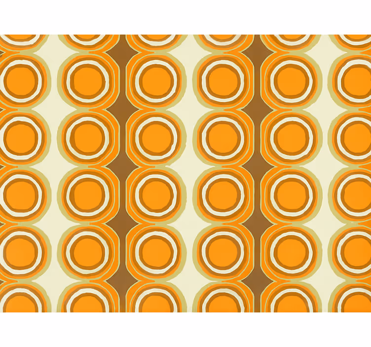 Papel tapiz para sala diseño de círculos naranjas retro - TenVinilo