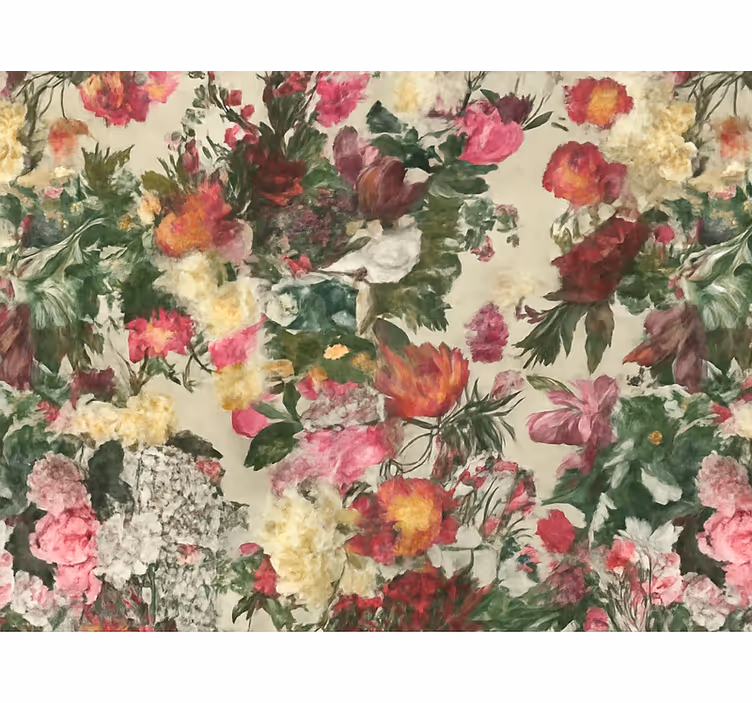Papel tapiz recámara matrimonial diseño flores vintage - TenVinilo