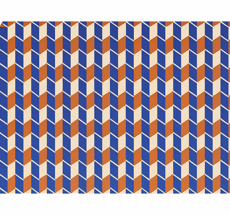 Tapizado para pared figuras abstractas naranjas y azules - TenVinilo