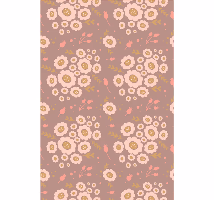Papel tapiz floral con patrón de arte popular en pasteles - TenVinilo