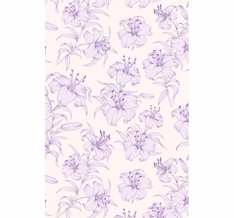 Papel tapiz floral diseño de lirios en flor - TenVinilo