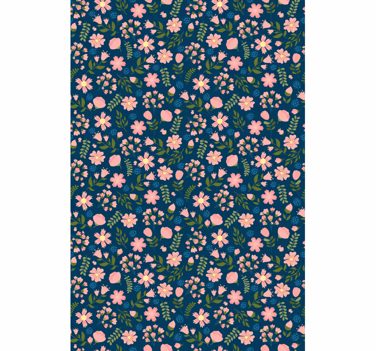 Papel tapiz floral estampado de flores 'floflo' azul - TenVinilo