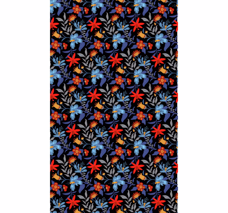 Papel tapiz floral estampado 'tricot' negro - TenVinilo