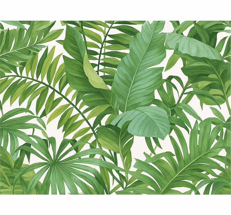 Papel tapiz para recámara motivo de hojas tropicales - TenVinilo