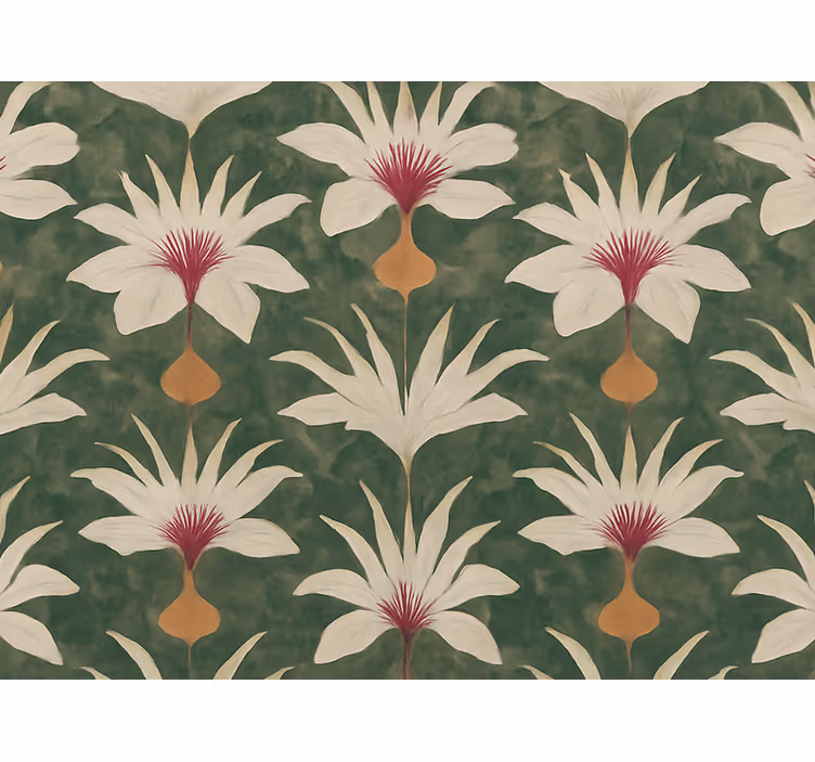 Tapiz para pared diseño de flores verdes - TenVinilo