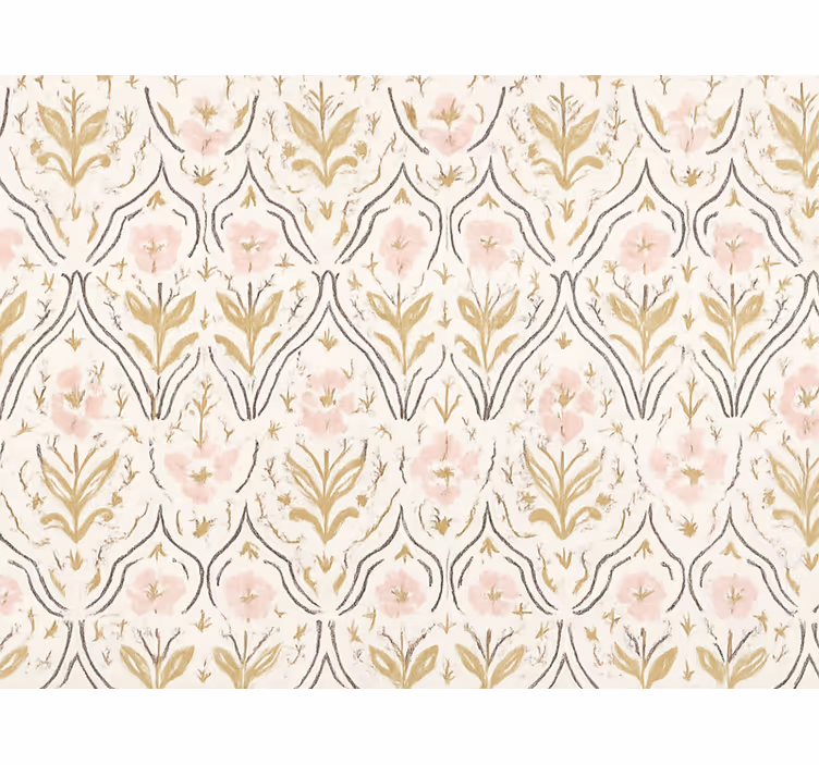Papel tapiz patrón de flores retro rosa pálido - TenVinilo