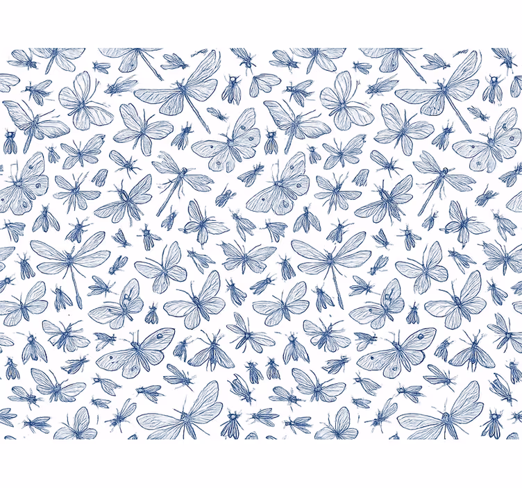 Papel tapiz insectos bonitos azules - TenVinilo