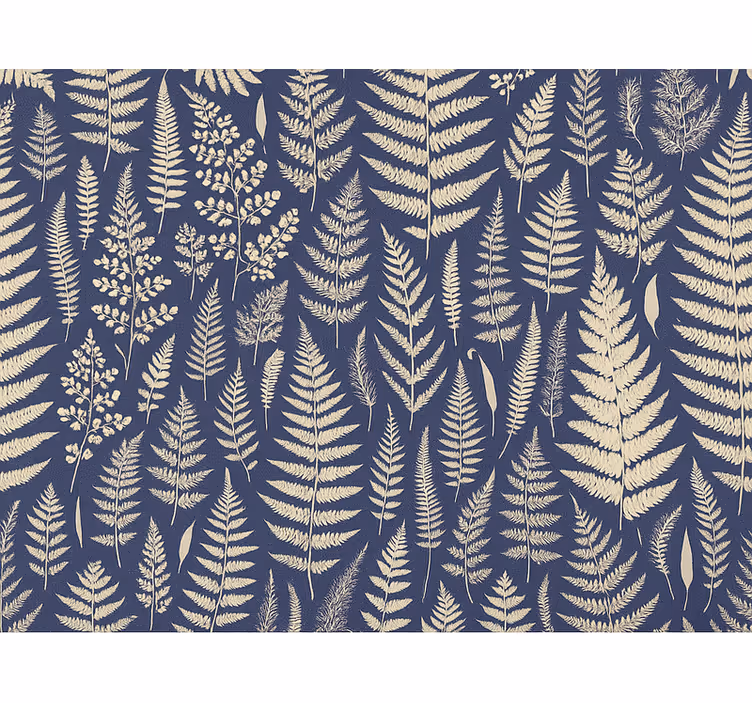 Papeles mural silueta de hojas azules - TenVinilo