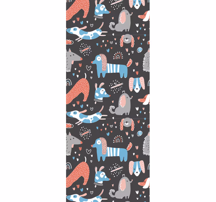 Papel tapiz para recámara ilustración de perritos - TenVinilo