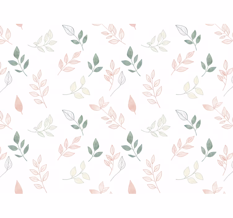 Papel tapiz flores hojas ligeras en colores suaves - TenVinilo