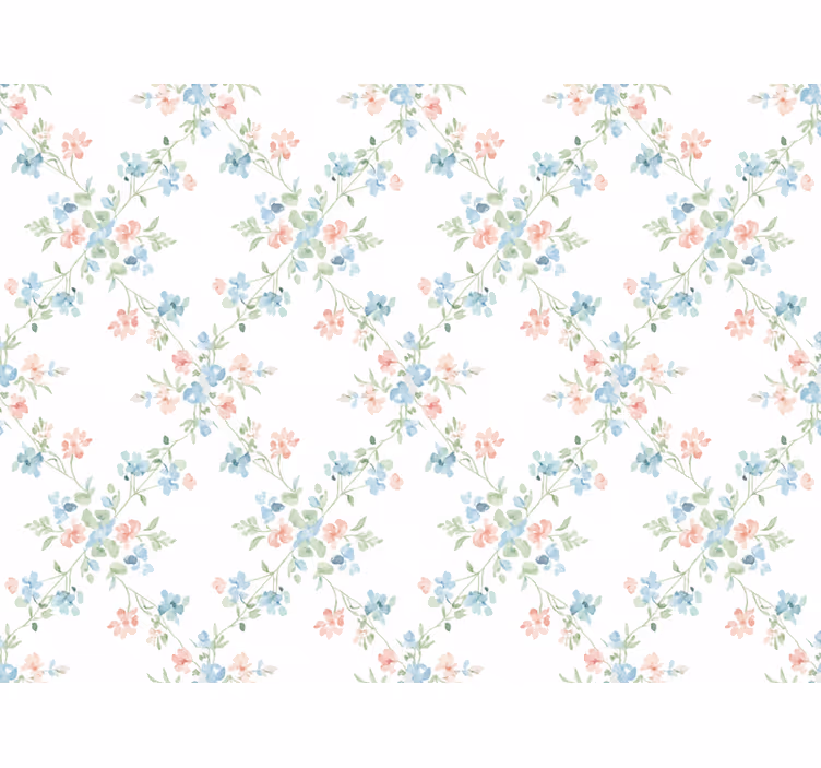 Papel tapiz flores pequeñas en acuarela pálida - TenVinilo