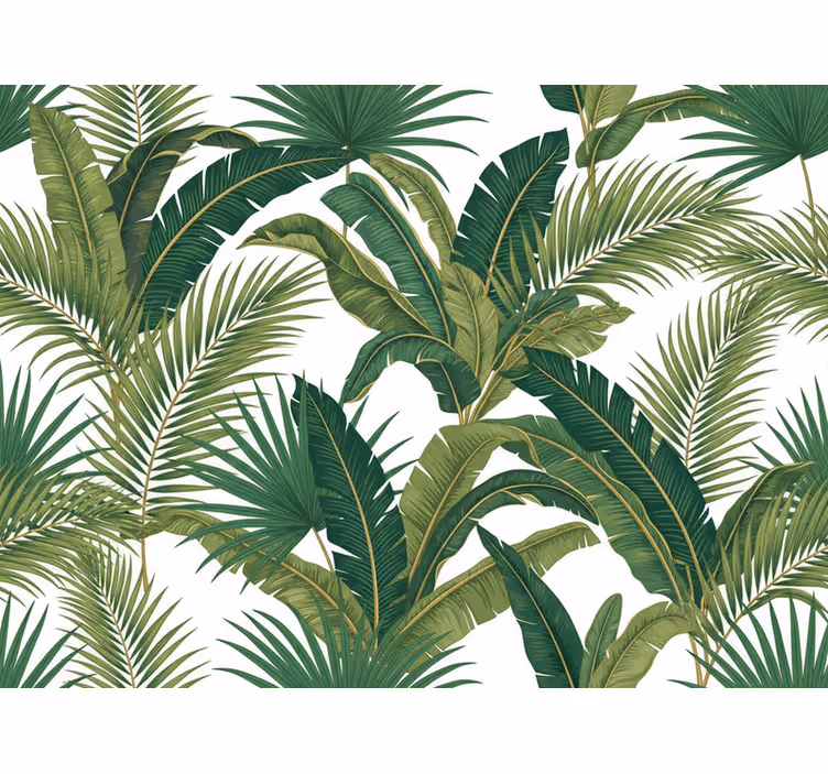 Papel tapiz hojas palmeras de lujo jungla - TenVinilo