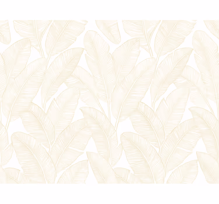 Papel tapiz hojas hojas de plátano blanco cálido - TenVinilo
