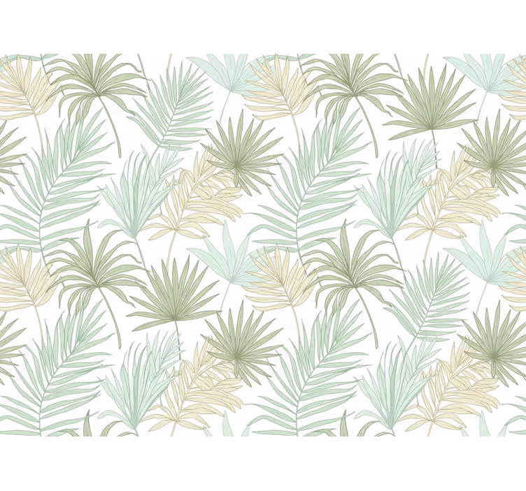 Papel tapiz hojas palmeras tropicales claras - TenVinilo