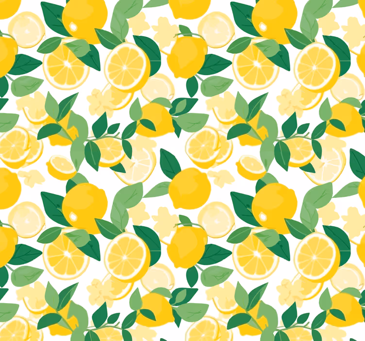 Papel tapiz amarillo con diseño de rodajas de limón - TenVinilo