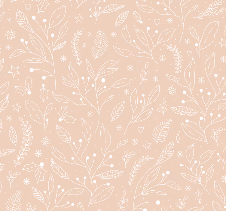 Papel tapiz beige plantas navideñas - TenVinilo