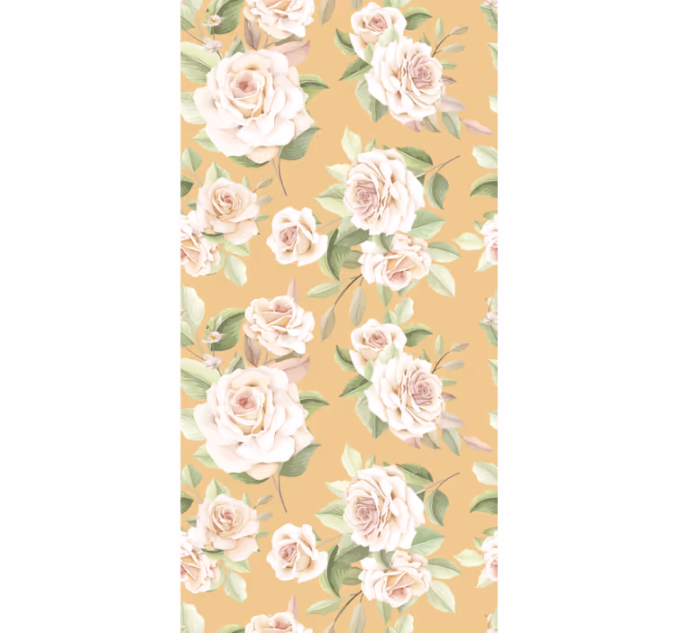 Papel tapiz beige estampado de rosas provinciales - TenVinilo
