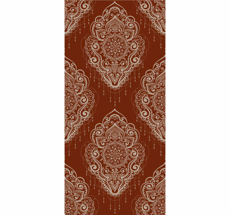 Papel tapiz rojo ornamento mehndi elegante - TenVinilo