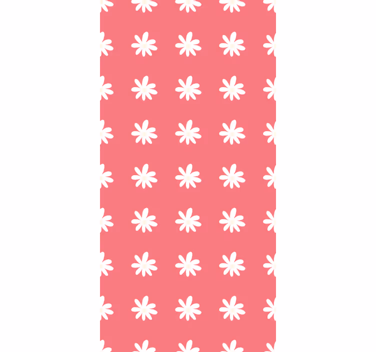 Papel tapiz rojo con margaritas sobre fondo rosa - TenVinilo