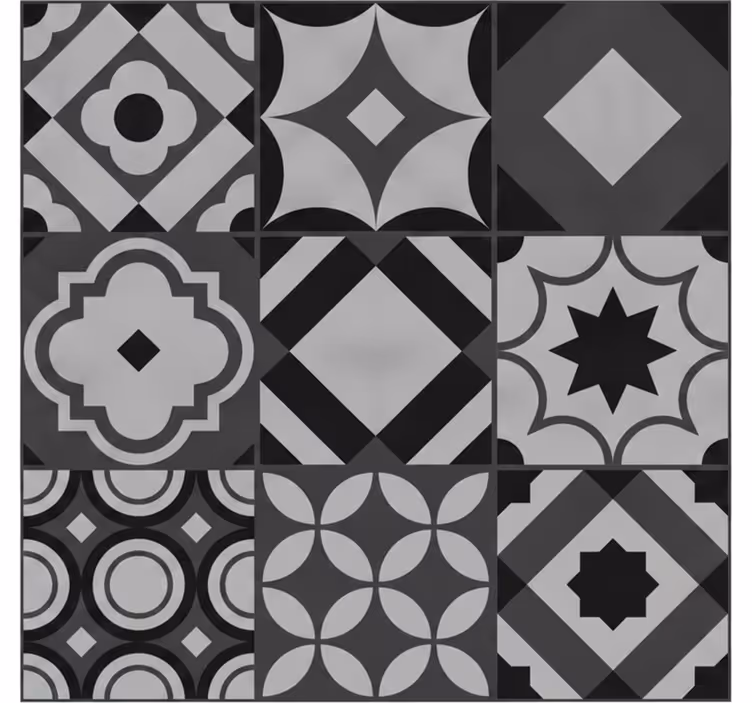 Papel tapiz negro y azulejos negros - TenVinilo