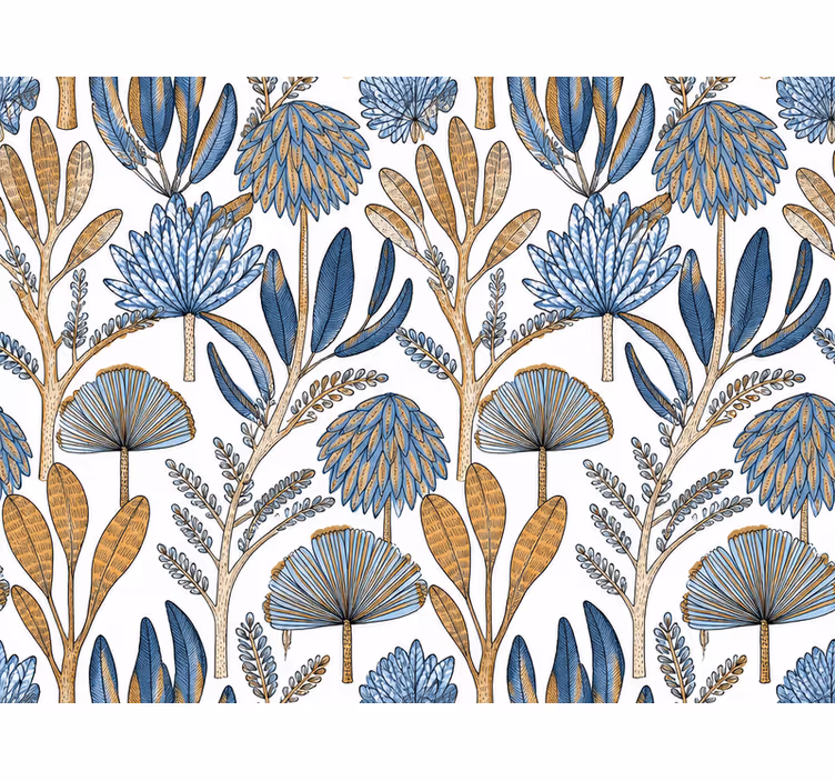 Papel tapiz baño coral azul y marrón - TenVinilo