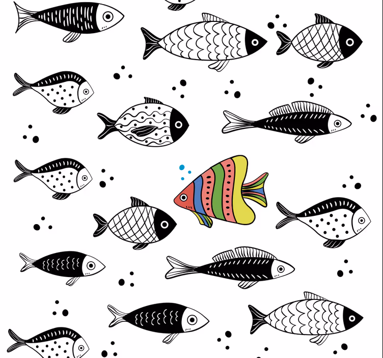 Papel pintado animal peces en contraflujo - TenVinilo