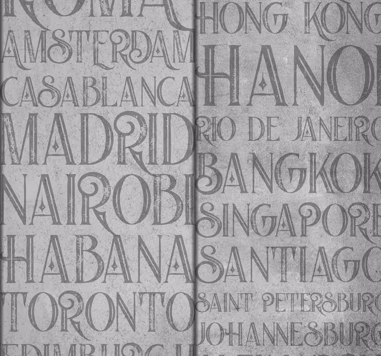 Papel pintado hormigón nombres ciudades - TenVinilo