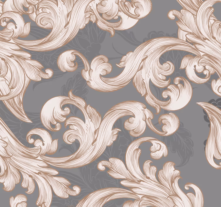 Papel pintado vintage filigranas florales grises - TenVinilo