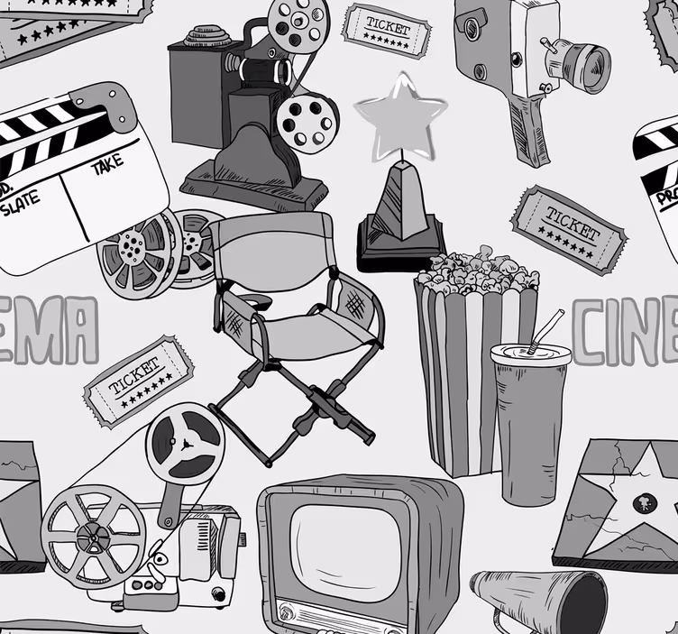 Papel pintado vintage dibujos de Hollywood - TenVinilo