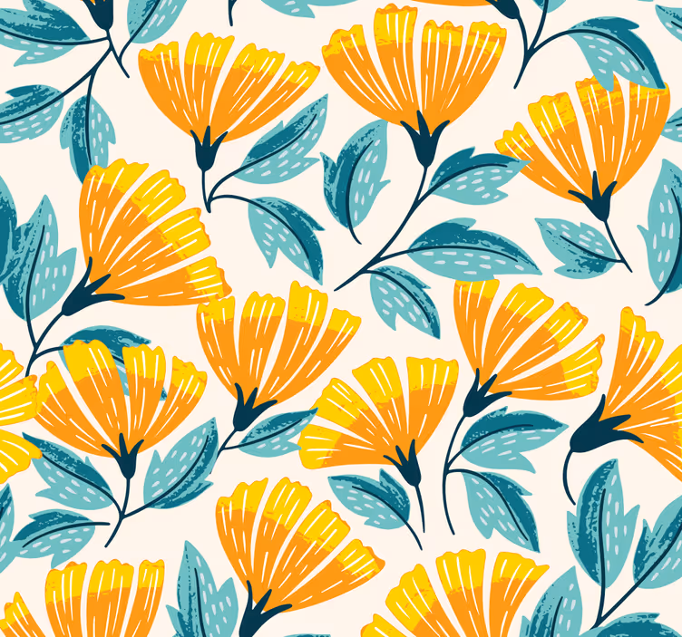 Papel tapiz para sala patrón floral de gingko - TenVinilo