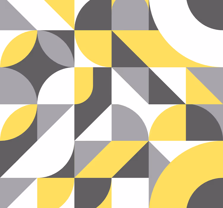 Papel pintado abstracto Geométrico gris y amarillo - TenVinilo