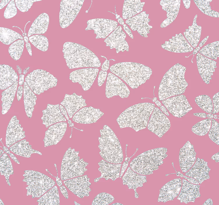 Papel pintado mariposas plateadas  - TenVinilo
