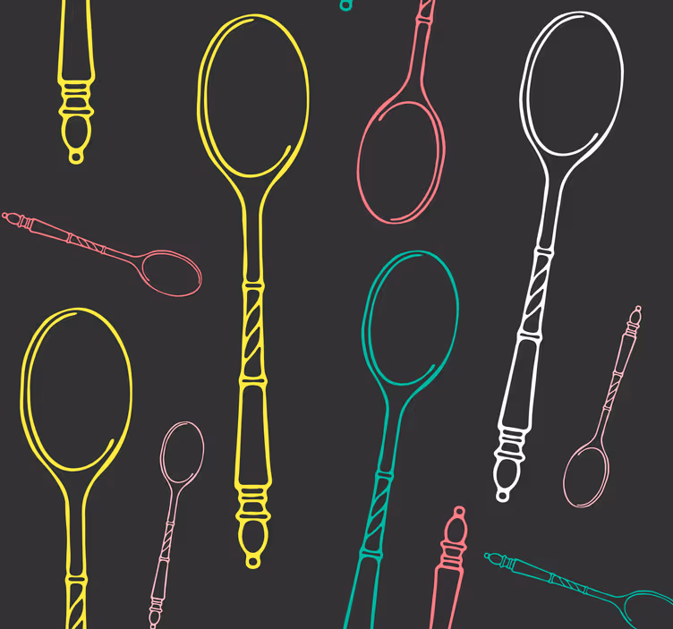 Tapizado para pared cocina cucharas multicolor - TenVinilo