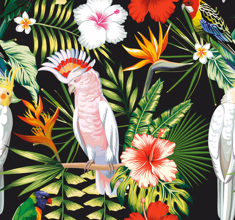 Papel pintado animal Loros de colores brillantes - TenVinilo