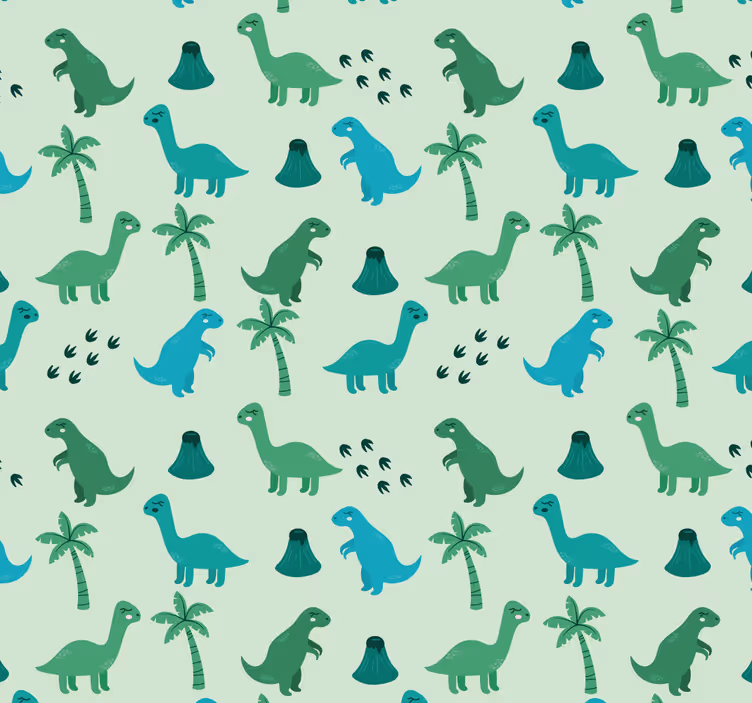 papel pintado infantil Dinosaurios verdes - TenVinilo