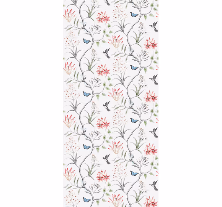 Papel tapiz floral patrón de pájaro floral - TenVinilo