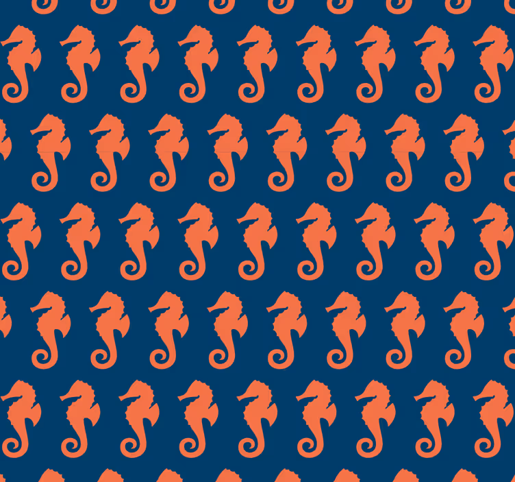 Papel pintado animal caballitos mar naranja - TenVinilo