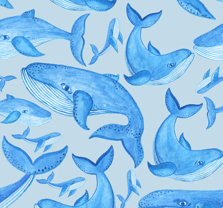 Papel pintado animal Ballenas organizadas - TenVinilo