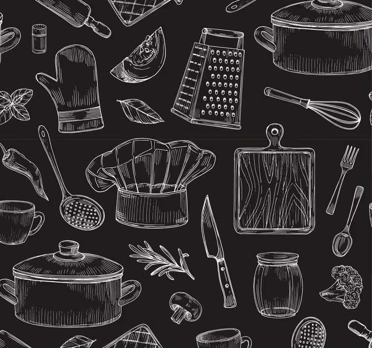 Papel tapiz cocina cubiertos elegantes - TenVinilo