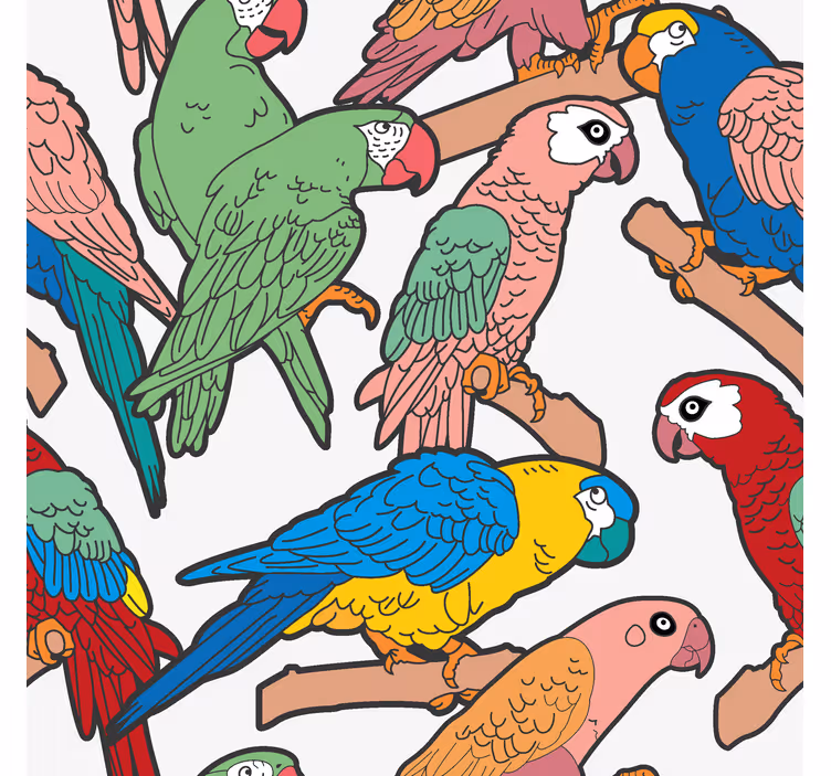 Papel tapiz loros conjunto de loros - TenVinilo