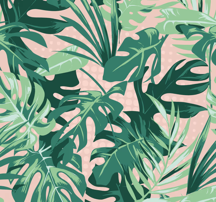 Papel pintado naturaleza patrón hojas verdes - TenVinilo