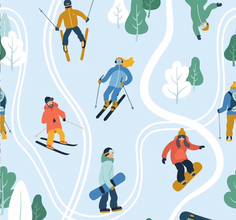 Papel tapiz bebé deportes de invierno lúdicos - TenVinilo