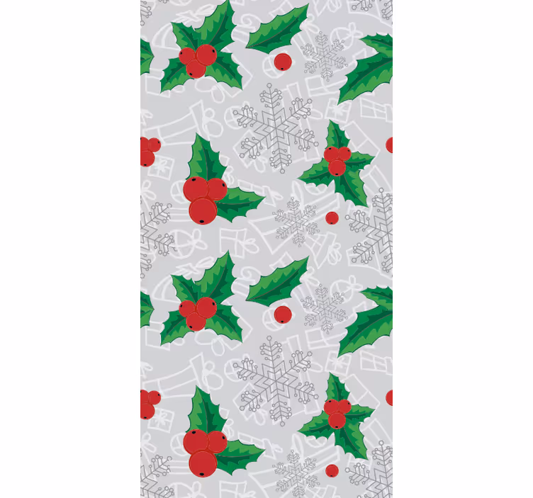 Papel tapiz navidad patrón de acebo festivo - TenVinilo