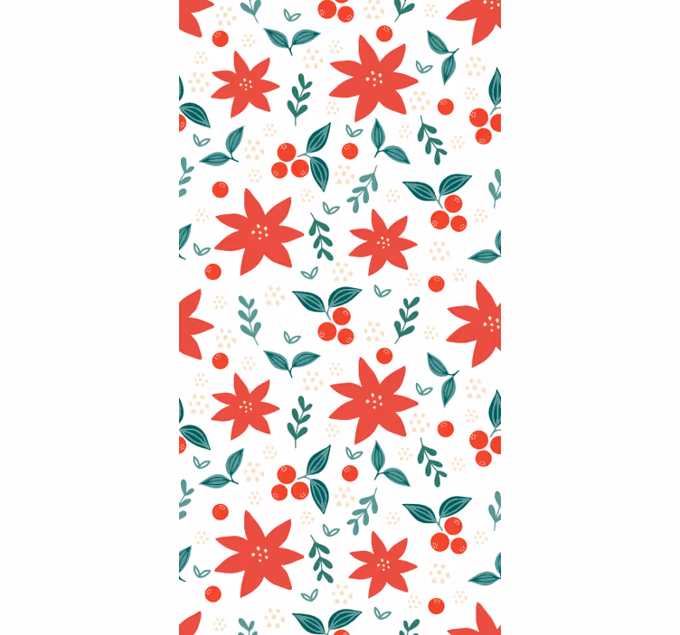 Papel tapiz navidad patrón festivo de flores de pascua - TenVinilo